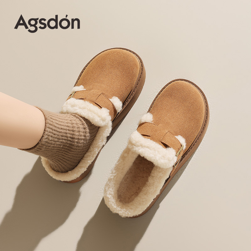 Antiguo león de cabello Bocken zapatillas para mujeres 2026 nueva primavera con suela gruesa de nieve de vello zapatos de medio algodón