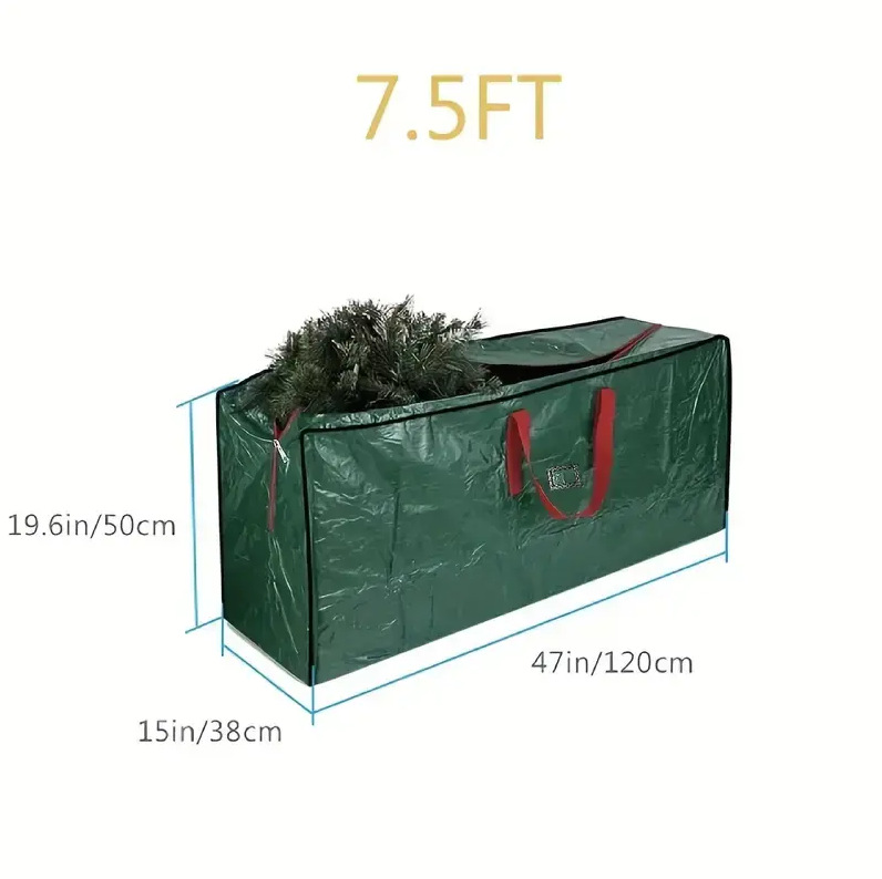 Venta directa de fábrica Comercio electrónico transfronterizo Bolsa de almacenamiento de bolsa de árbol de Navidad de PE verde Bolsa de almacenamiento de ropa Bolsa de embalaje móvil en stock