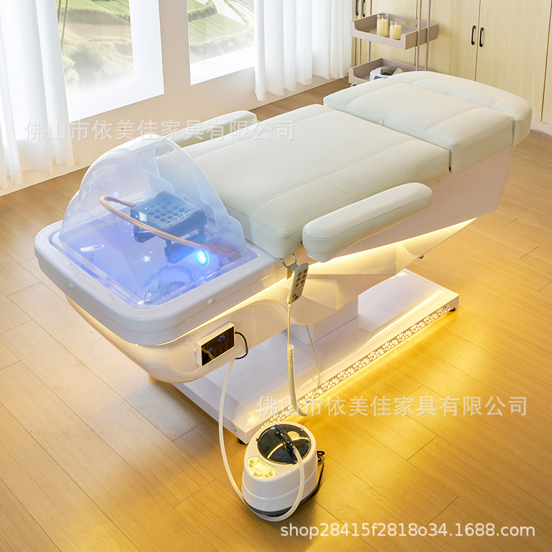 Nuevo elevador eléctrico lavabo cama de tratamiento de cabeza con terapia de pedos temperatura constante circulación de agua calentador de agua proyecto de fumigación cama de huéspedes