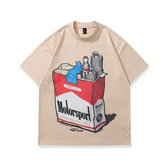 TKPA Summer Cross-Border T-Shirt American Hip-Hop Streetwear Brand Print Men Heavyweight Pure Cotton Loose Short-Sleeve T-Shirt Top for Men