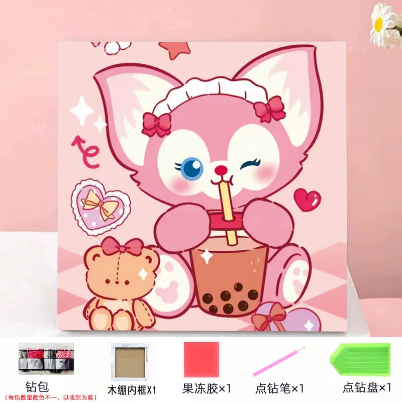 Набор алмазной мозаики DIY Kuromi и мультфильмы 20×20 см, рамка-наклейка, детское творчество