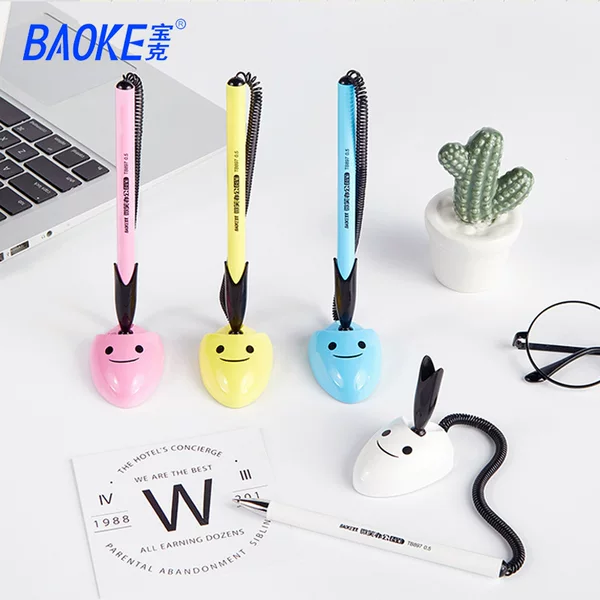 Baoke desk pen TB897 color smiley face front desk pen can be pasted desktop smile office desk pen LOGO