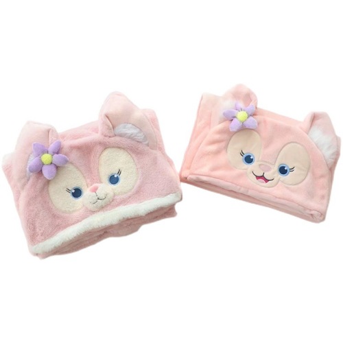 Cartoon cute fox hooded cloak blanket student shawl thickened warm nap cloak office air conditioning blanket