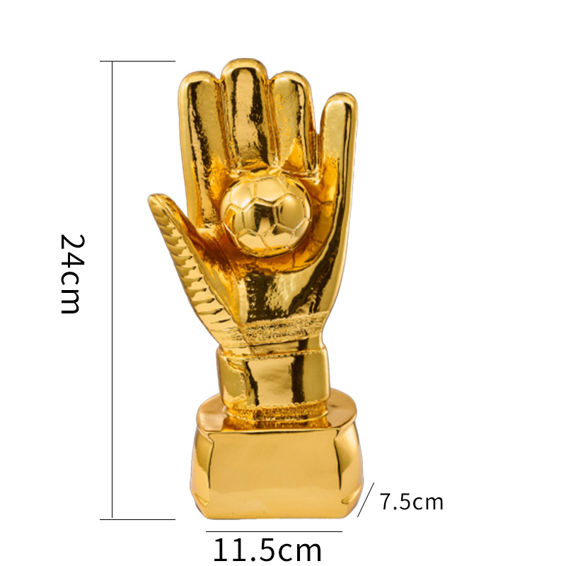 Copa de Europa Trofeo de portero de fútbol Guantes de oro Tirador de portero Trofeo de pelota de oro Partido de resina Trofeo de fútbol grabado