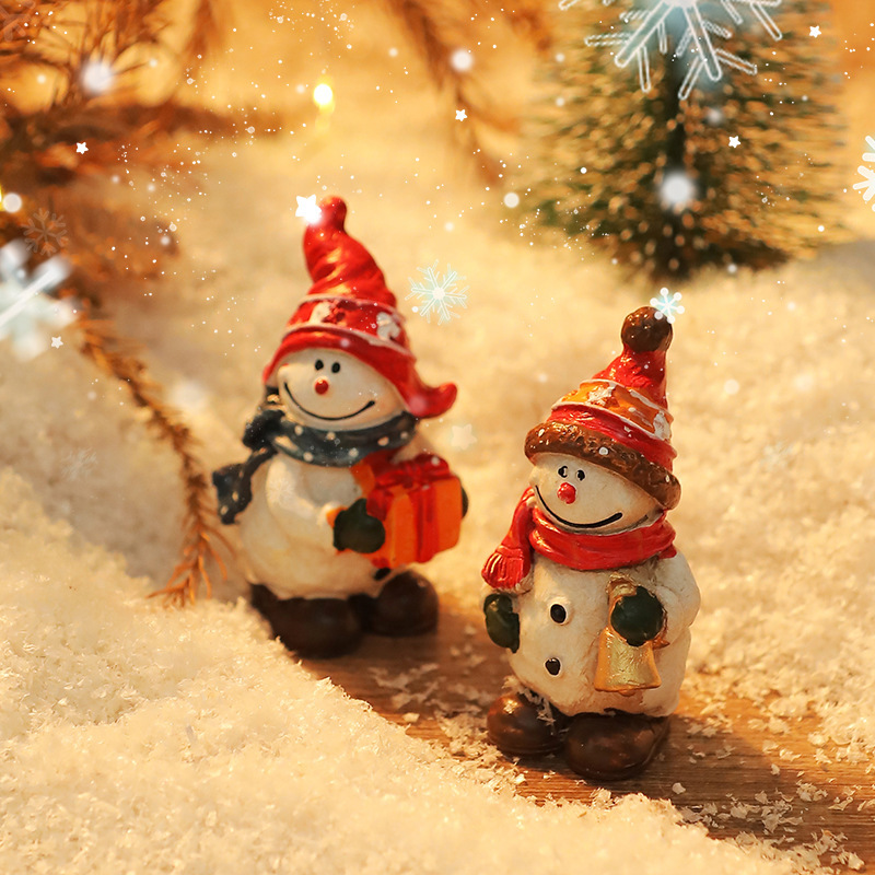 クリエイティブ雪だるまサンタクロースデスクトップクリスマス装飾小物ミニクリスマスシーン配置撮影小道具|undefined
