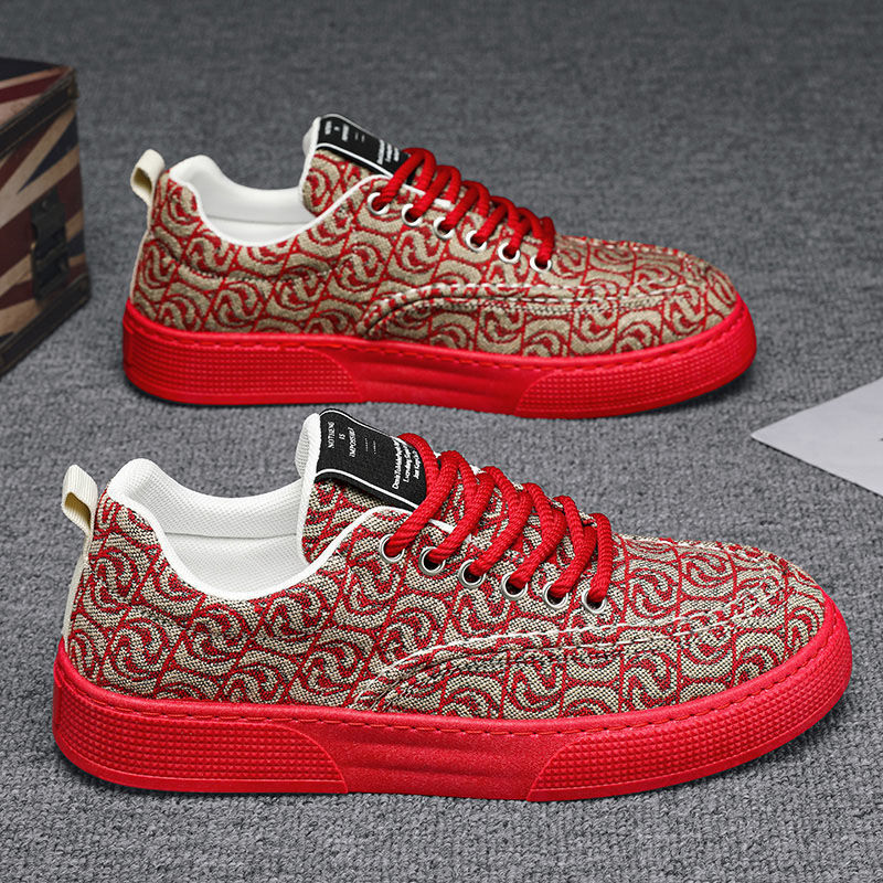 Zapatillas de lona para hombre, de caña baja, estilo nuevo de invierno 2025, zapatillas deportivas estampadas de caña baja, zapatillas deportivas casuales de suela gruesa para hombre.