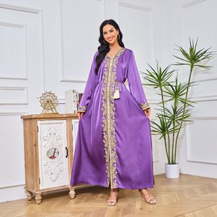Mt020 Summer New Abaya Cross-Border Ethnic Style Robe Muslim Jalabiya Dress with Ruffles