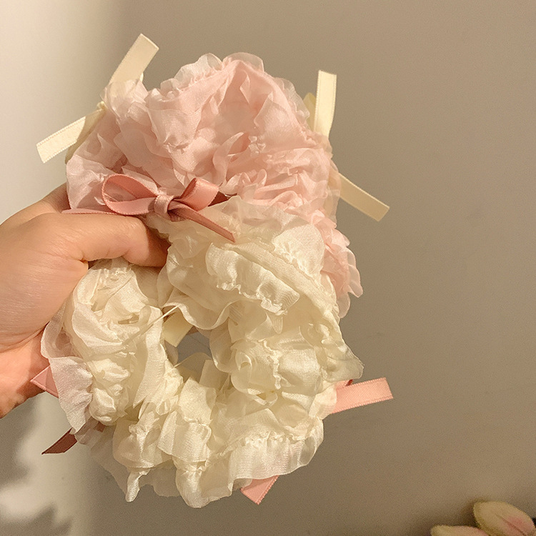 Anillo de cabello coreano de encaje de intestino grueso femenino tierno lado cabello de cola de cabello flores de cabello super grandes tiras de goma cabello de intestino grueso