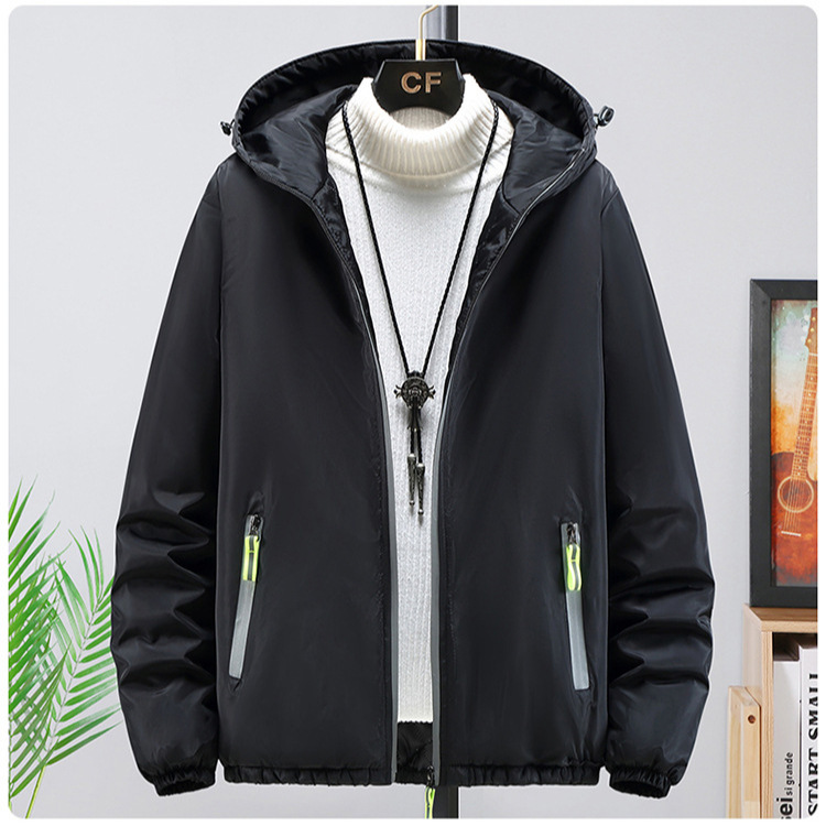 Travel retroreflective down jacket with zipper