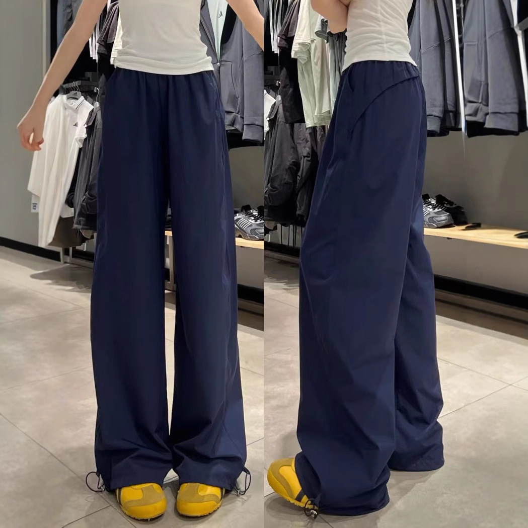 Shunenliangpin Blue Quick-Drying Cargo Pants for Women Summer Thin Loose Straight Casual Petite Wide-Leg Sports Pants