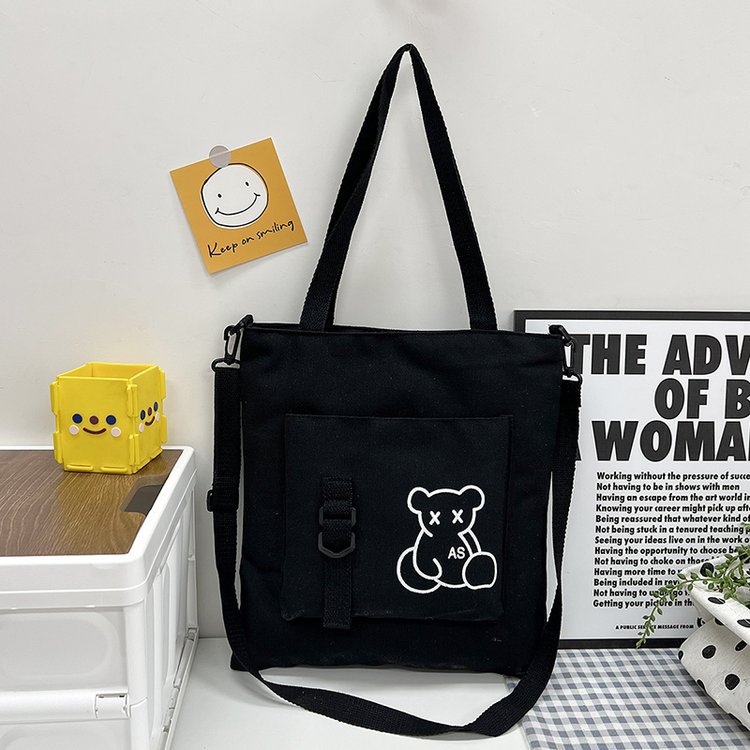 Large-capacity women's bag manufacturer in stock, fashionable Korean-style single-shoulder canvas bag, ins, high school and college students' hand-held tutorial bag undefined