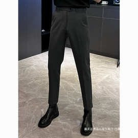 新款修身直筒西裤高级感男士春秋日常通勤穿搭免熨正装窄版西装裤