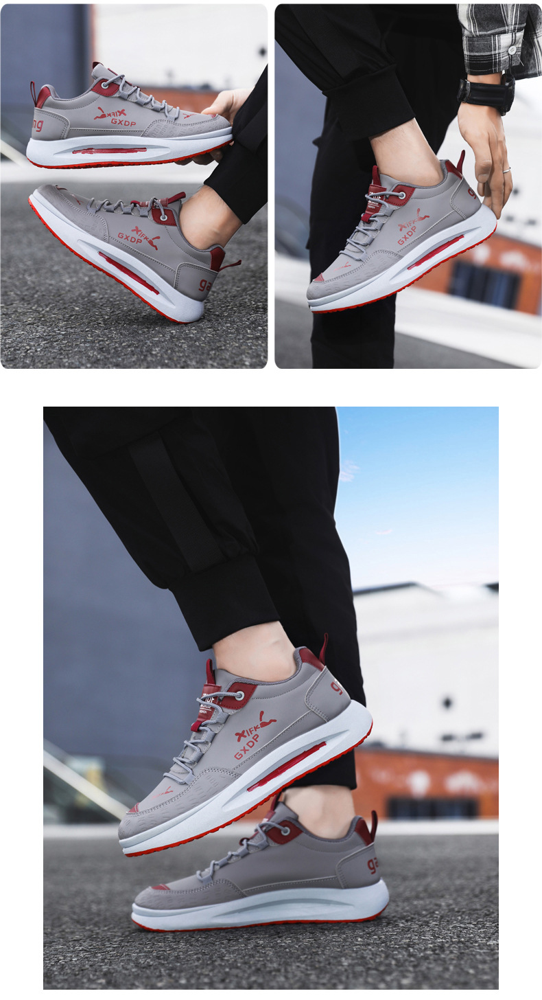Herren Freizeitschuhe, Leichte Leder Sneaker Mit Mesh Einsatz_voghion.com