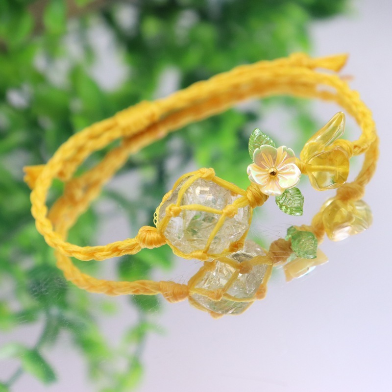桂花原创小花环桂花印象水晶编绳黄水晶原石手森系ins风小众|undefined