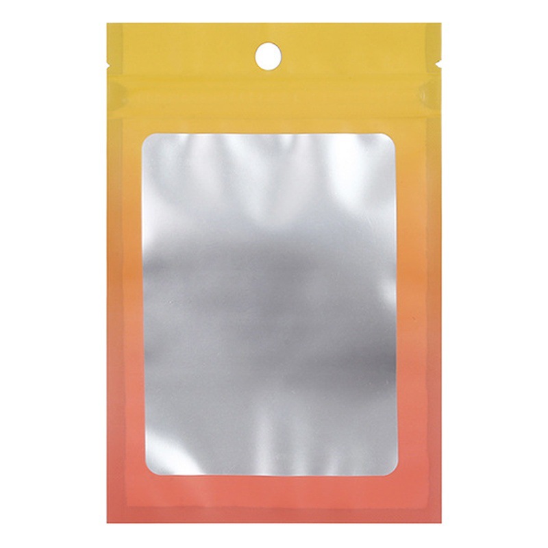 Bolsa de ventana transparente de degradado de color transfronterizo, bolsa de papel de aluminio yin y yang, bolsa de embalaje de joyería, bolsa ziplock engrosada mate láser