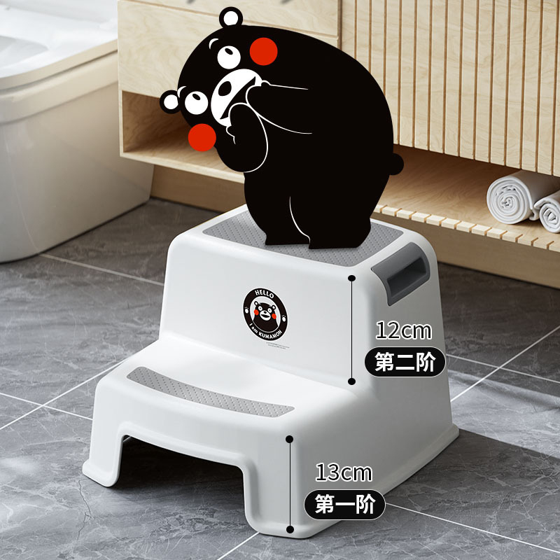 Officially Licensed Kumamon Plastic Step Stool | Creative Footrest Toilet Stool | Bathroom Children's Double-Decker Booster Seat