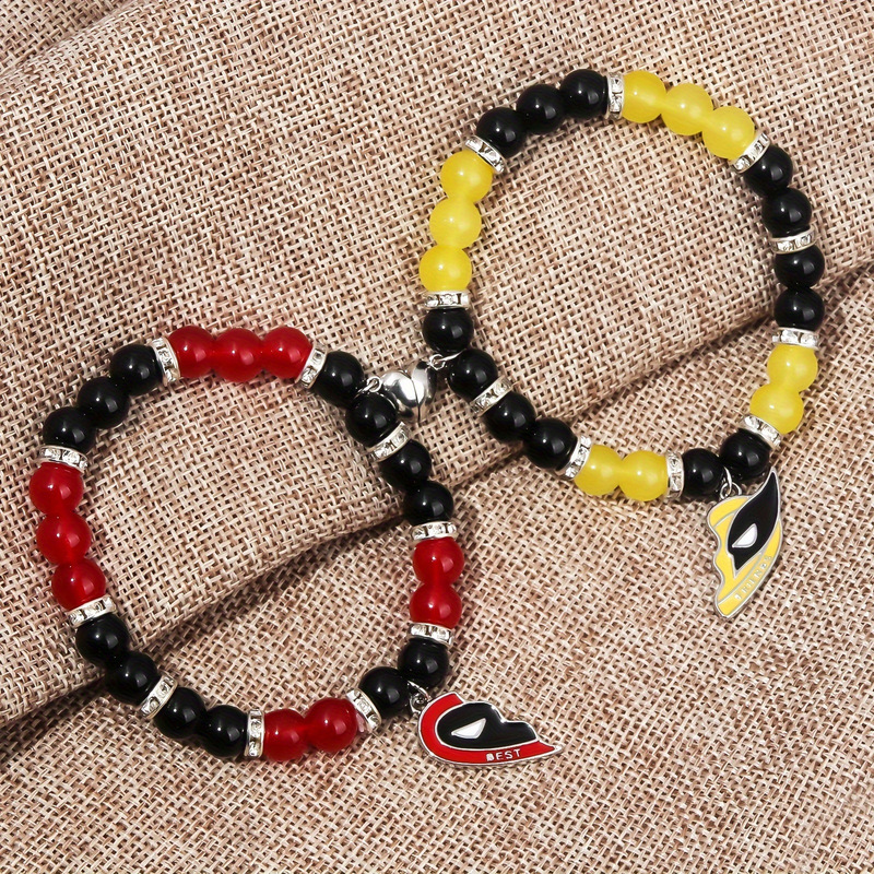 Cross-border fashion new magnetic couple bracelet beaded friendship relationship pendant bracelet suit love jewelry gift