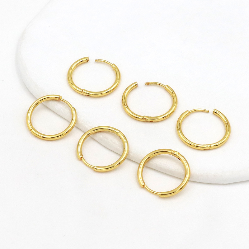 Color-Preserving 18K Real Gold Earrings Earrings Earrings Coil 20mm Circle DIY Ear Buckle Jewelry Accessories Wholesale A69