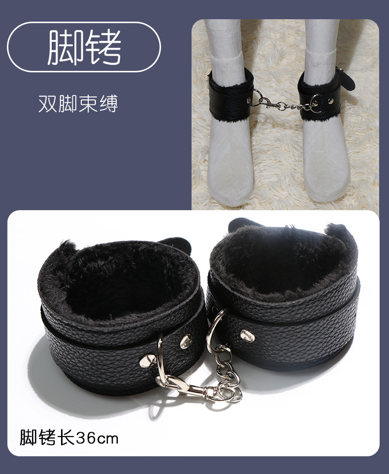 SM Plush Six-Piece Couple Set with Hand and Foot Cuffs and Mouth Gag — detail image 6
