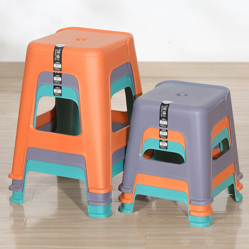 # Утолщенный пластиковый табурет для домашнего использования, очень толстая зрелая резина, современный простой и прочный скандинавский креативный стул, высокий табурет, квадратный табурет.