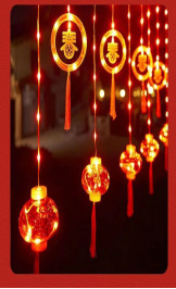 Luces de cadena Año Nuevo luces decorativas Piscis luces de colores Festival de Primavera 2024 fu carácter nuevo Fuwa Año Nuevo cortina pequeña linterna roja