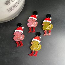 欧美跨境圣诞节亚克力耳环圣诞帽卡通穿鞋小鸭耳饰搞怪可爱耳坠女