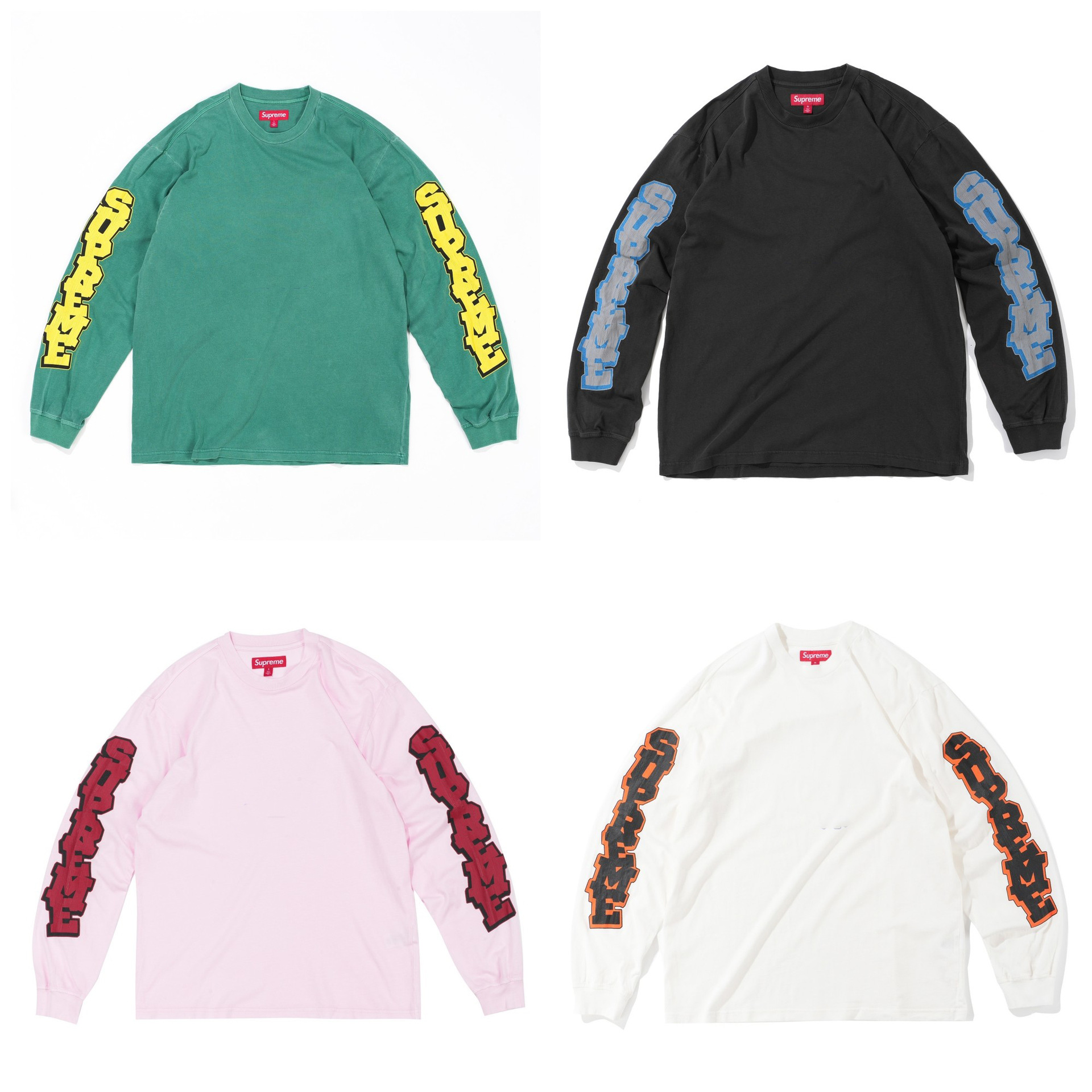 高品质SUP SS26 Cracked Sleeve Top 联名字母印花球衣宽松长袖t