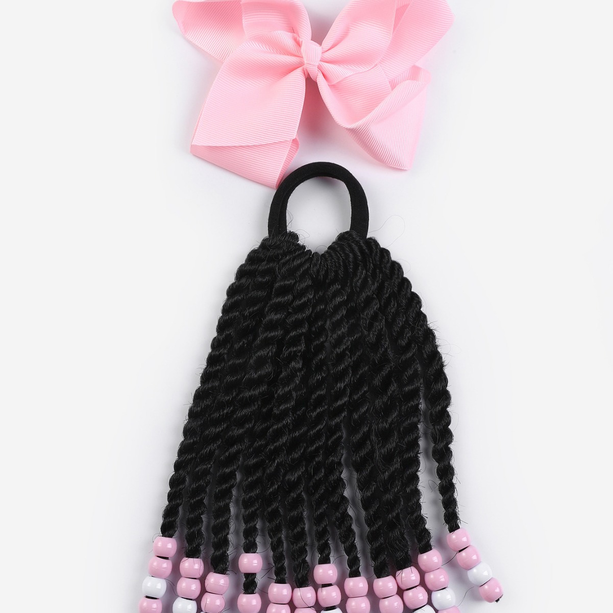 Punto trenza sucia con cuentas lazo para niños peluca de cola de caballo beaded ponytail para niños