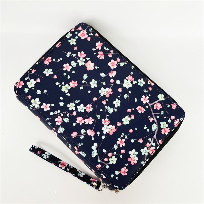 Bolsa de lápices multicolor con estampado de tela Oxford, bolsa de papelería para estudiantes, bolsa de lápices de almacenamiento de pintura artística con 200 agujeros, cremallera portátil