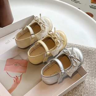 2025 Autumn New Girls' Leather Shoes Mary Jane Shoes for Young Children with Skirts Korean Style Bow Retro