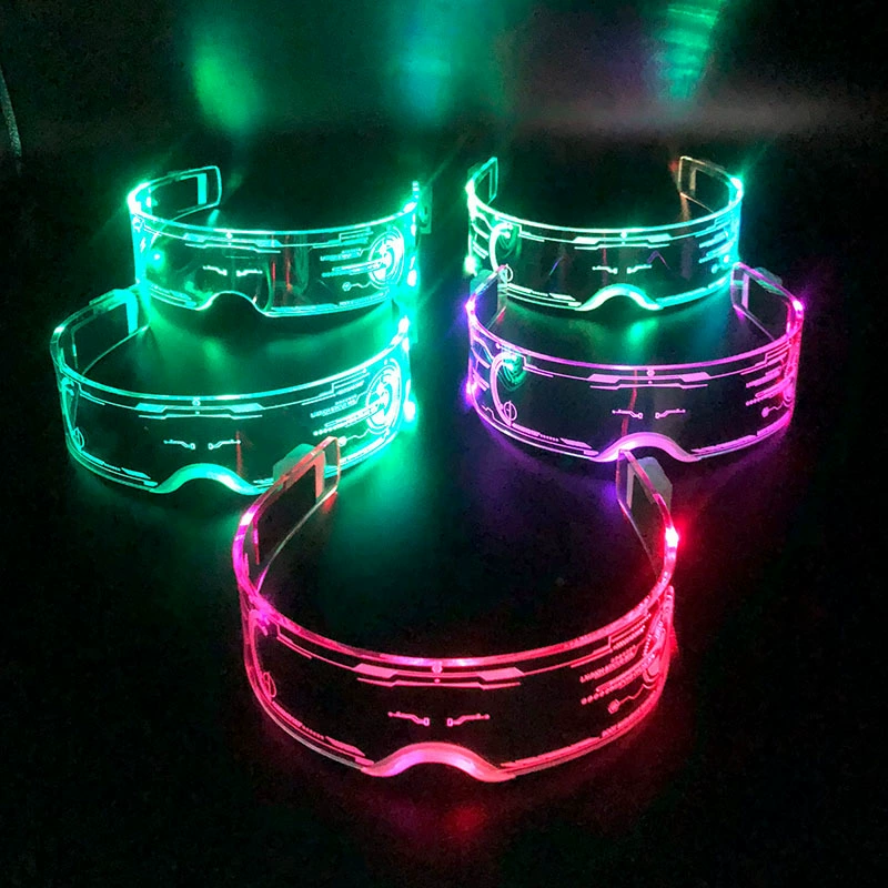 Amazon красочные светодиодные технологические очки Светодиодные светящиеся очки будущие технологии светящиеся очки развеселить атмосферу продукты