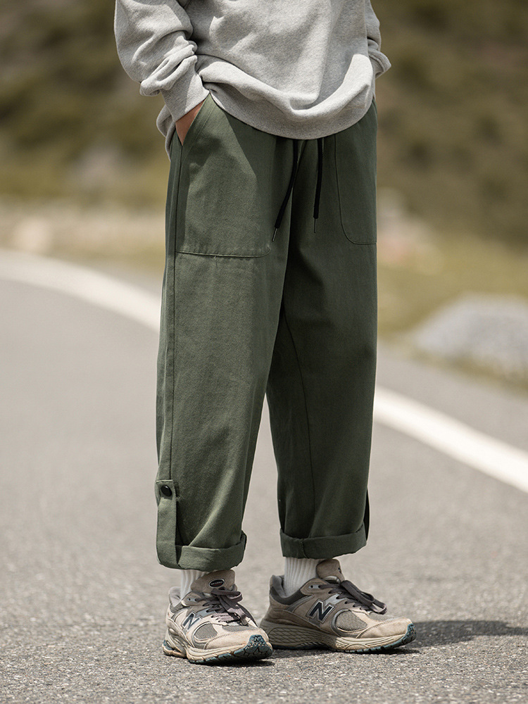 Pies ajustables, ropa de trabajo recta, pantalones casuales, ropa de hombre, primavera 2025, nuevo estilo, pantalones largos sueltos retro de montaña