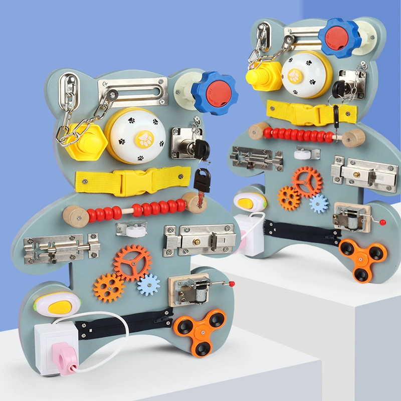 Детская настенная игровая доска Amazon Bear Busy Board, музыкальный механизм, разблокирующий блок, игрушка