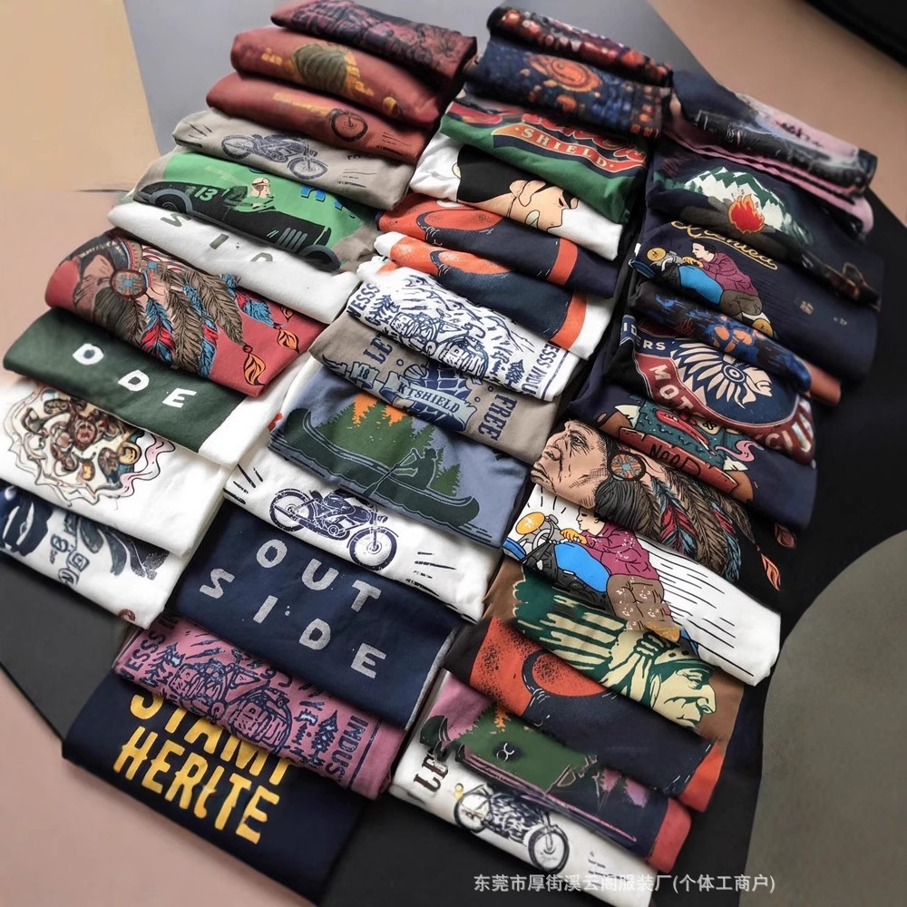 外贸批发t恤 男士短袖 棉类夏季短袖T恤 男装T恤地摊便宜衣服货源