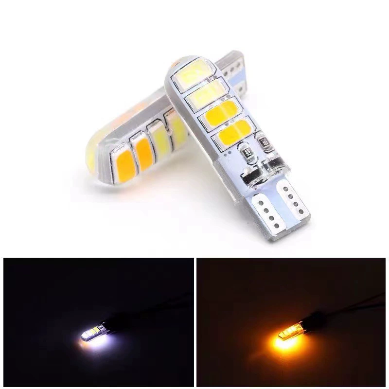 Двухцветная автомобильная светодиодная вспышка T10 5630 8SMD двухцветная вспышка T10 силиконовая индикаторная лампа