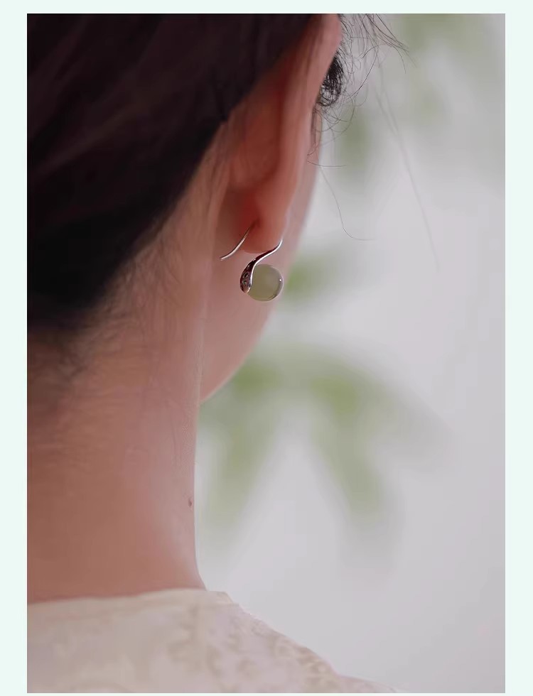 Hetian Jade Earrings New Chinese Style Niche High End Ear Studs_voghion.com