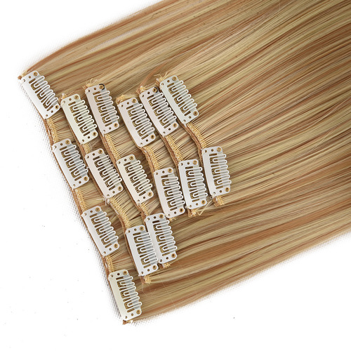 Wig for women 16 card long straight hair wig clip hair 6 piece set hair extensions straight hair extensions 6 piece set hair extensions