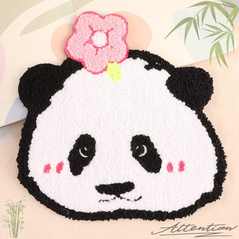 电脑绣花标辅料卡通动物熊猫补丁贴自粘贴手账DIY毛巾绣刺绣布贴