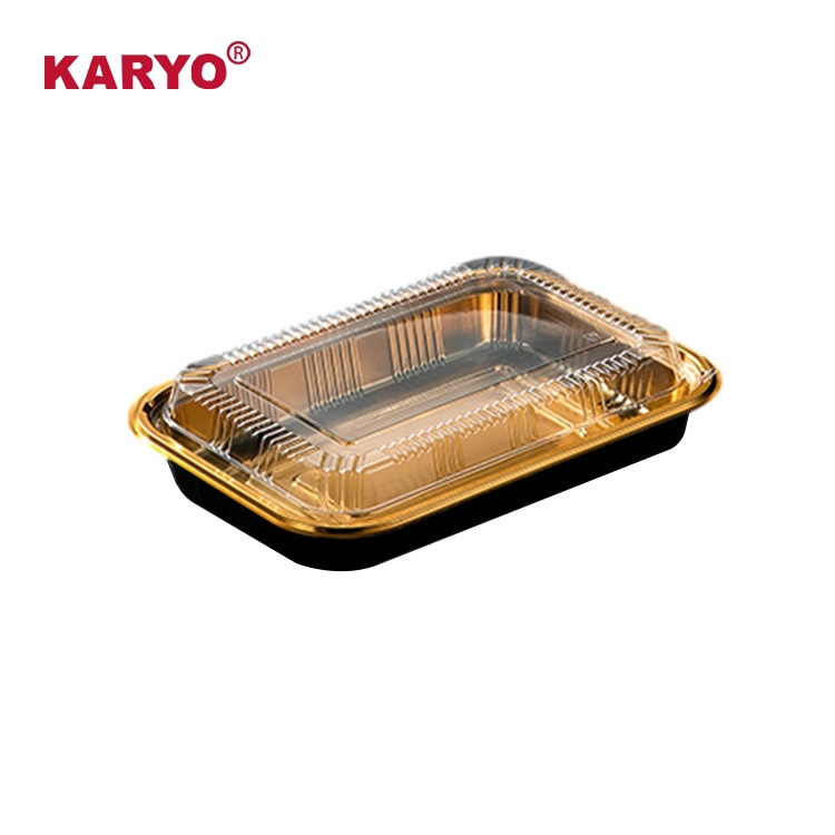 KY825批发一次性长方形塑料日式印花外卖包装盒深底带盖刺身拼盘