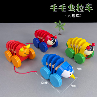 Wooden new children's trolley animal shape 1-2 baby toddler drag rope toy