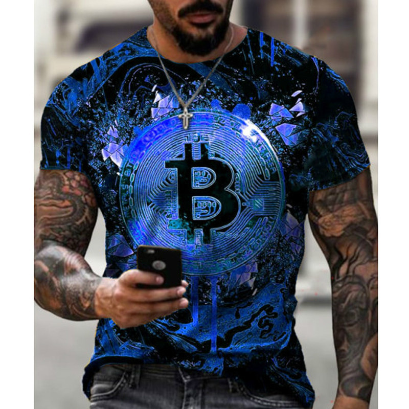 2021 Foreign Trade New Cross-border T-shirt Bitcoin 3D Digital Printing Garden Men's Street Loose Sweatshirt T-shirt 2021 Foreign Trade New Cross-border T-shirt Bitcoin 3D Digital Printing Garden Men's Street Loose Sweatshirt T-shirt