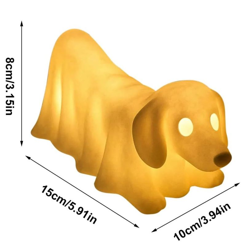 Dachshund Ghost Lamp腊肠犬鬼魂灯摆件树脂工艺品发光鬼狗|undefined