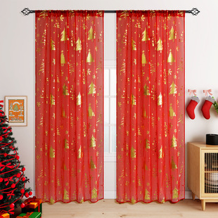 Cross-border Single String Trilon Snow Christmas Wear Rod Window Screen Curtain Amazon SHEIN Finished Curtain