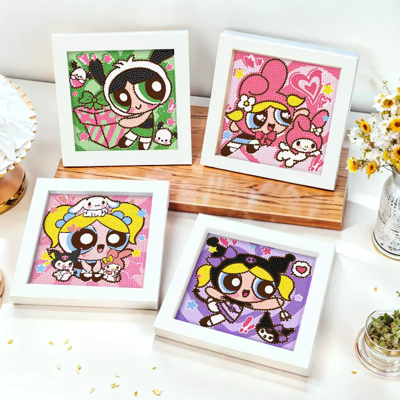 飞天小女警钻石画卡通手工diy钻石贴画儿童满钻砖石画礼物批发