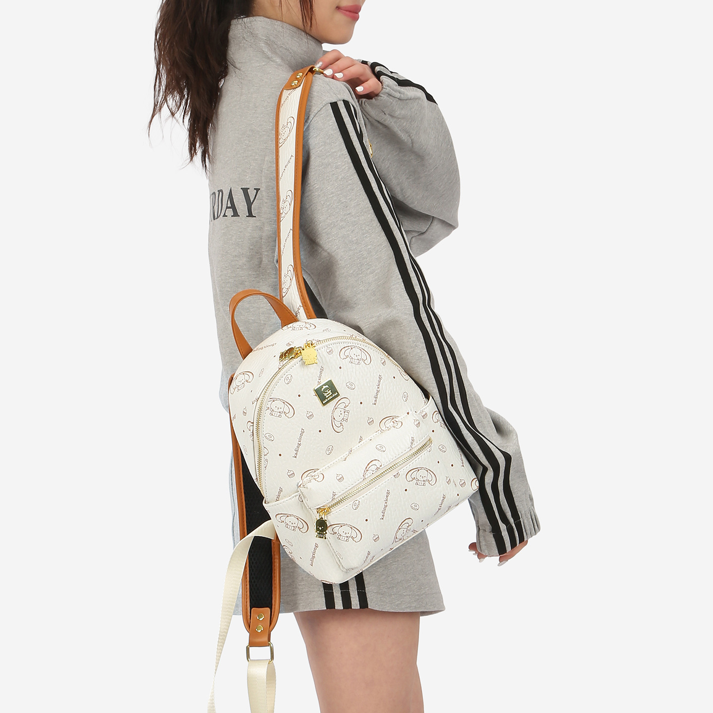 Mochila de moda coreana para mujeres, mochila de viaje de impresión de elefante encantadora, 2026 bolsas de mujer de comercio exterior transfronterizo