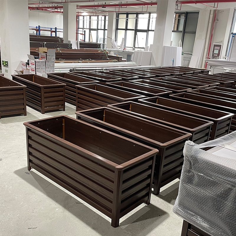 铝合金花箱户外庭院阳台花盆花槽组合花坛市政道路护栏种树种植箱