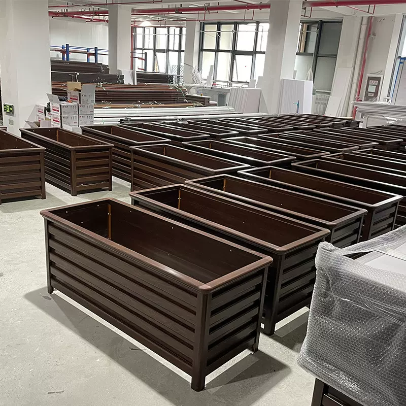 铝合金花箱户外庭院阳台花盆花槽组合花坛市政道路护栏种树种植箱