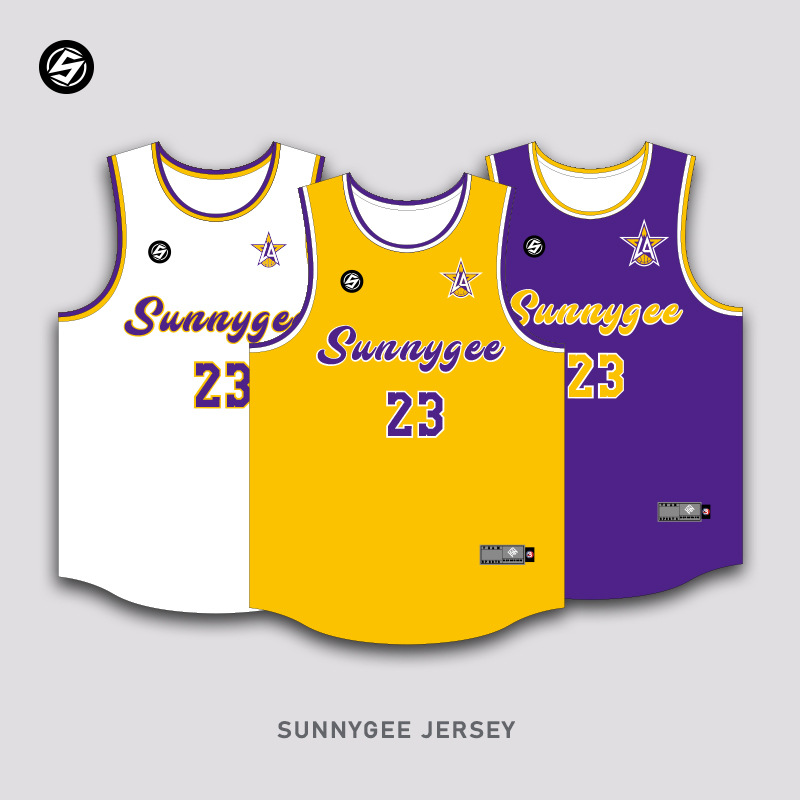 Sunnygee Quick-Drying Breathable Basketball Uniform Men's American Jersey Purple Gold Army Lakers Uniform Training Game Team Uniform