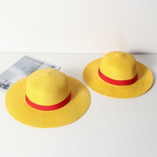 One Piece Luffy Straw Hat Cosplay Anime Costume Straw Woven Parent-Child Hat Sunshade Sun Protection Hat Performance Hat