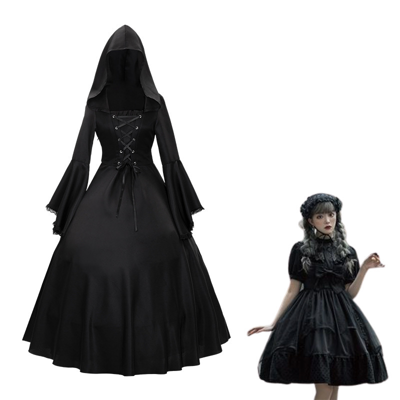 Halloween Women's dress Medieval Vintage Gothic plus size Horn Sleeve Stage Party dress